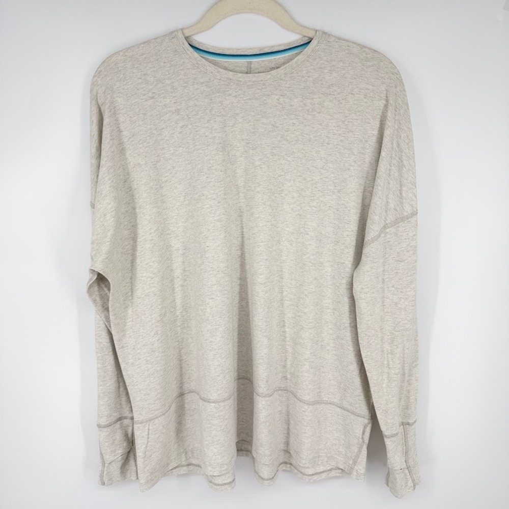 Coolibar Lumaleo Relaxed T-Shirt Women XL Gray Bamboo Cotton UPF 50+ Thumbholes